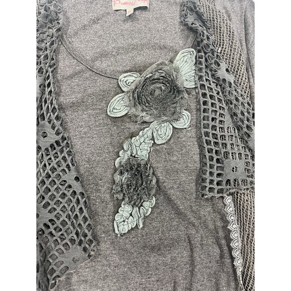 Pretty Angel Tunic Top Womens Silk Blend Size XL Gray Artsy Witchy Whimsygoth - Picture 4 of 6